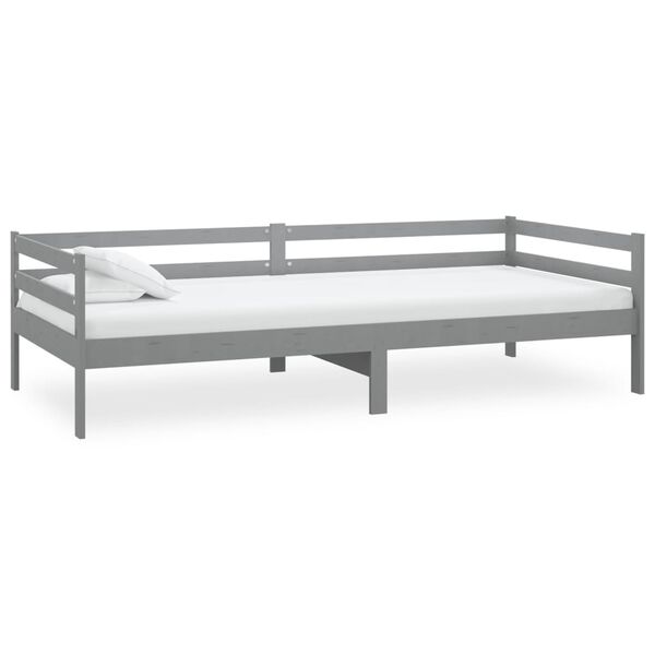 vidaXL Day Bed without Mattress Grey Solid Wood Pine 90x200cm