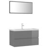 vidaXL Bathroom Furniture Set High Gloss Grey Engineered Wood