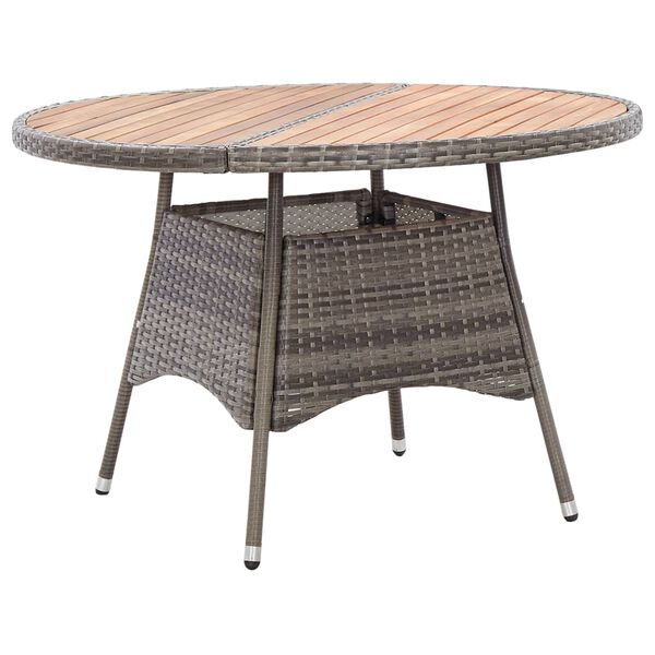 vidaXL Garden Table Grey 115x74 cm Poly Rattan and Acacia Wood