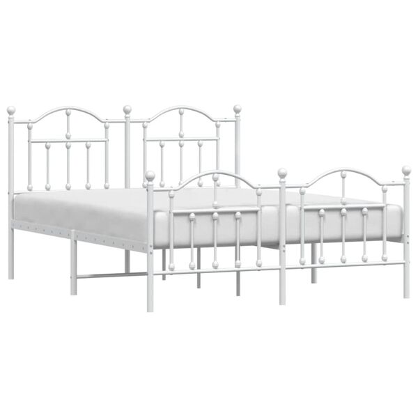 vidaXL Metal Bed Frame without Mattress with Footboard White 140x200cm