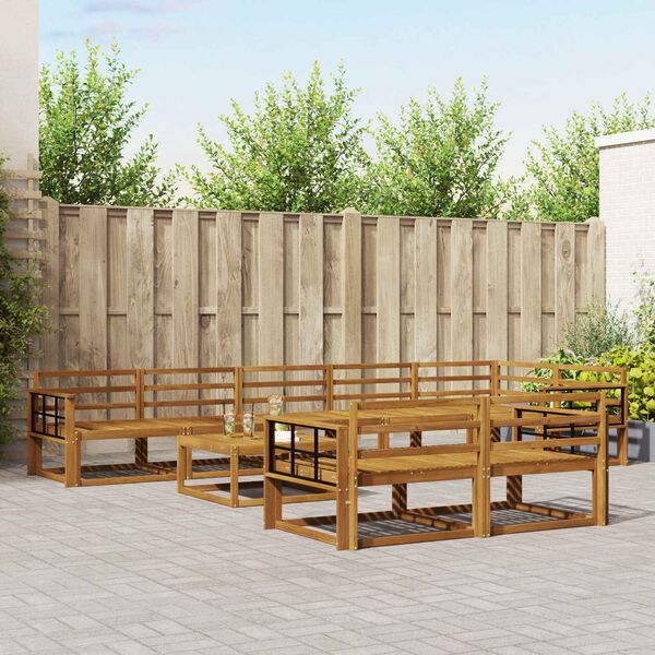 vidaXL Outdoor Sofa Set 9 pcs Natural Solid Acacia Wood