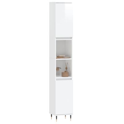 vidaXL Bathroom Cabinet High Gloss White 30x30x190 cm Engineered Wood