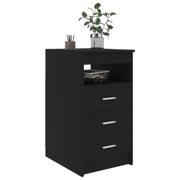 vidaXL Drawer Cabinet Black 40x50x76 cm Engineered Wood