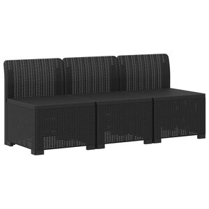 vidaXL 3-Seater Garden Sofa Rattan Look PP Anthracite