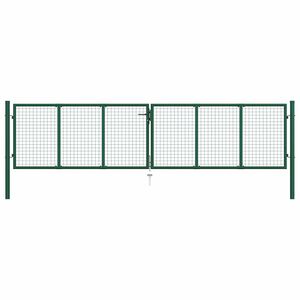 vidaXL Mesh Garden Gate Steel 400x75 cm Green