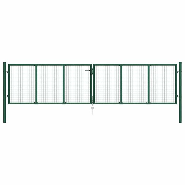 vidaXL Mesh Garden Gate Steel 400x75 cm Green