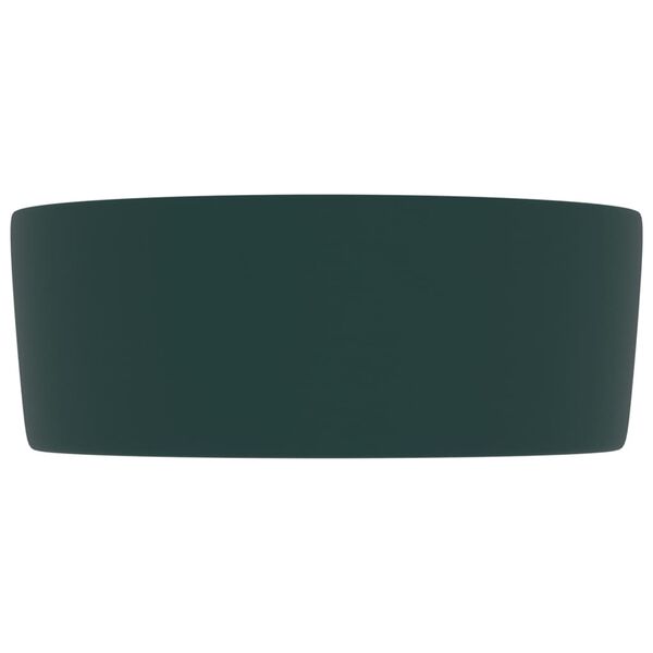 vidaXL Luxury Wash Basin Round Matt Dark Green 40x15 cm Ceramic