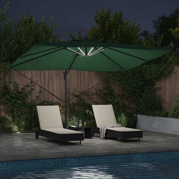 vidaXL Umbrella Green 352 x 251 x 265 cm Polyester and Aluminium