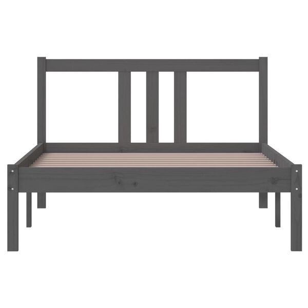 vidaXL Bed Frame without Mattress Grey Solid Wood 100x200 cm