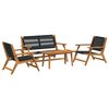 vidaXL Garden Chairs with Table 4 pcs Black Solid Acacia wood