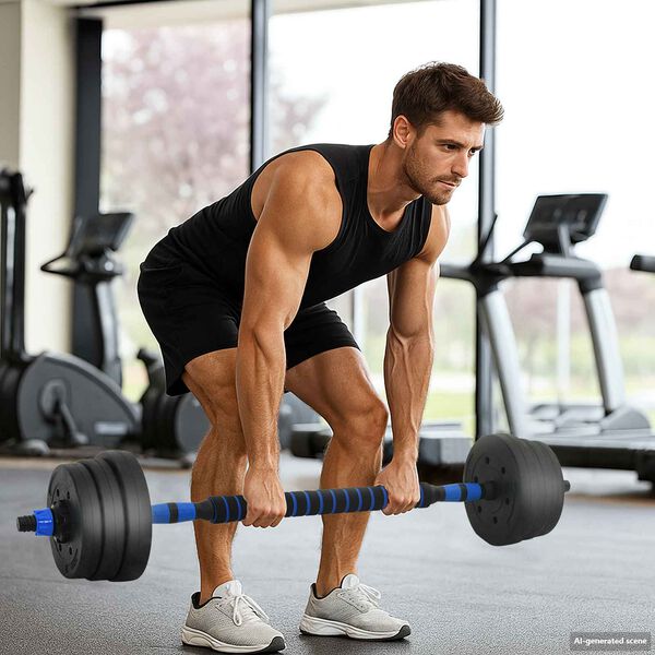 vidaXL 4-in-1 Dumbbell Set Black and Blue 121 x 19.5 x 19.5 cm