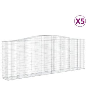 vidaXL Arched Gabion Baskets 5 pcs 400x50x140/160 cm Galvanised Iron
