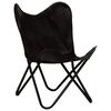 vidaXL Butterfly Chairs 2 pcs Black Kids Size Real Leather