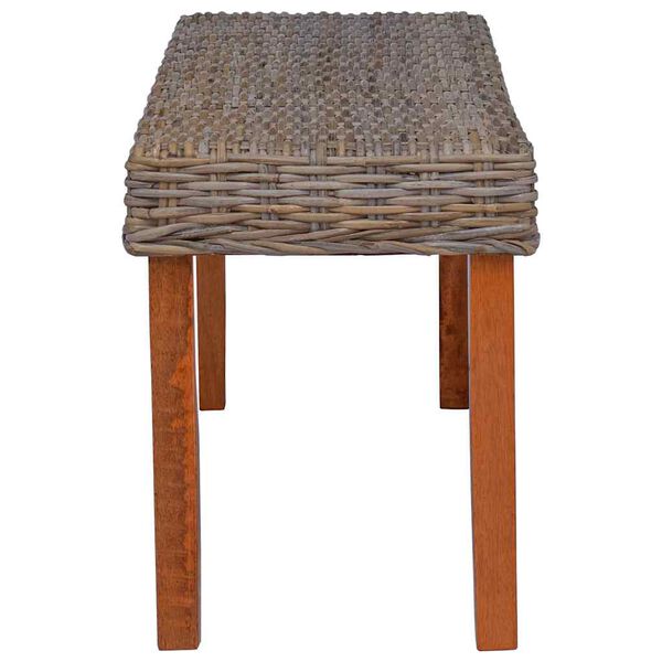 vidaXL Bench 110 cm Natural Kubu Rattan and Solid Mahogany Wood