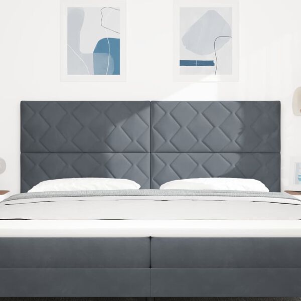 vidaXL Headboard Height Adjustable Dark grey 200 cm Velvet
