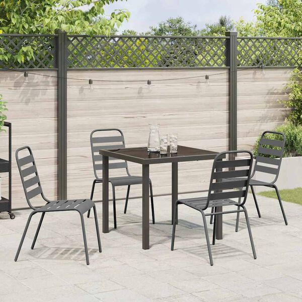 vidaXL Garden Dining Set 5 pcs Anthracite Powder-Coated Steel