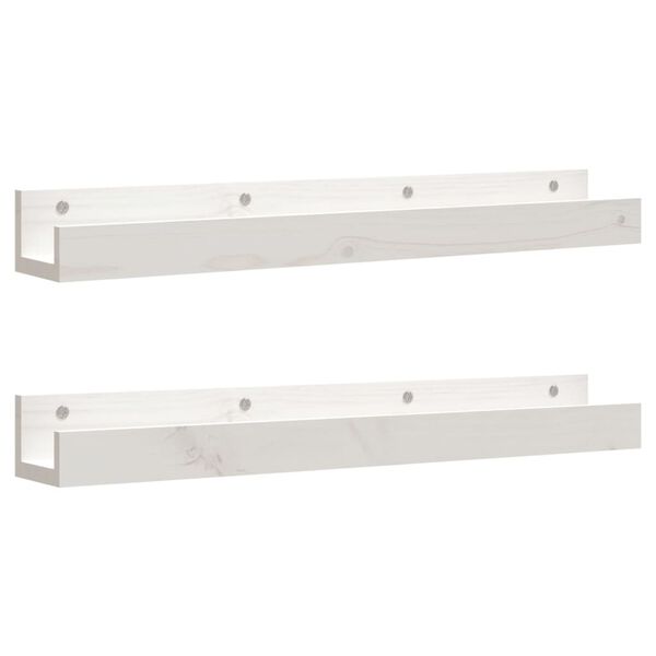 vidaXL Wall Shelves 2 pcs White 80x12x9 cm Solid Wood Pine