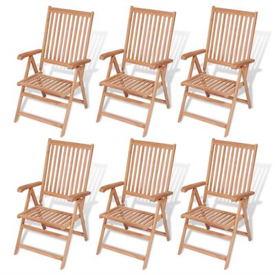 vidaXL 7 Piece Outdoor Dining Set with Folding Chairs Solid Teak Wood