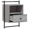 vidaXL Bedside Cabinet Wall-mounted Grey Sonoma 40x30x61 cm Engineered Wood