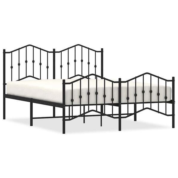 vidaXL Metal Bed Frame without Mattress with Footboard&nbsp;Black 140x200cm