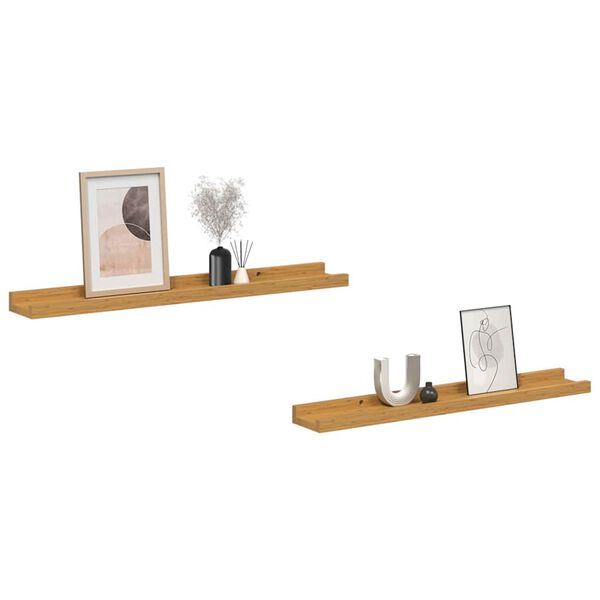 vidaXL Wall Shelf with Shelf 2 pcs Beige 60 x 9 x 3 cm Engineered Wood