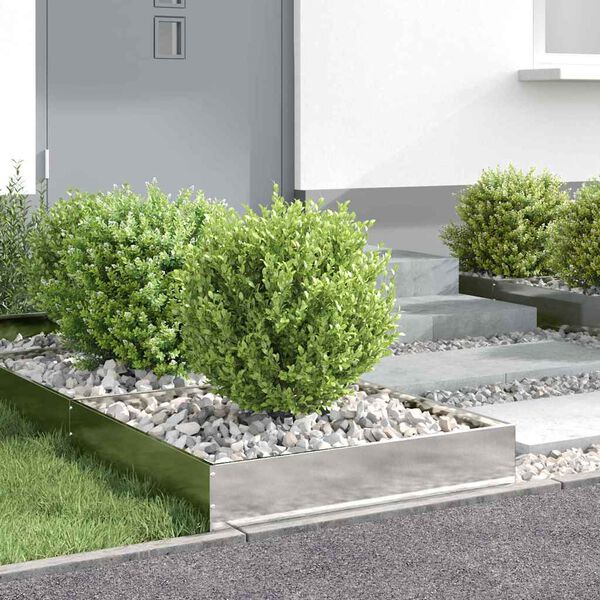 vidaXL Lawn Edging Silver 60 x 60 x 13 cm Stainless Steel