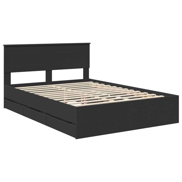 vidaXL Bed Frame with Drawer Black 140 x 200 cm Engineer Wood