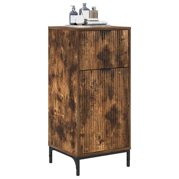 vidaXL Bathroom Cabinet Smoked oak 39.5 x 36 x 88 cm Engineered wood