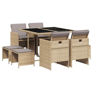 vidaXL Garden Dining Set | Mix Beige, Black, Light Grey