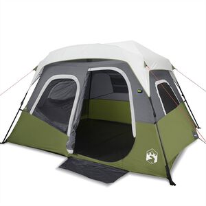 vidaXL Family Tent with LED 6-Person Light Green Quick Release