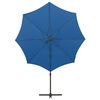 vidaXL Cantilever Garden Parasol with Pole and LED Lights Azure Blue 300 cm