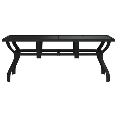 vidaXL Garden Table Black 180x80x70 cm Steel and Glass