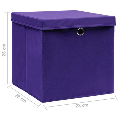 vidaXL Storage Boxes with Covers 4 pcs 28x28x28 cm Purple
