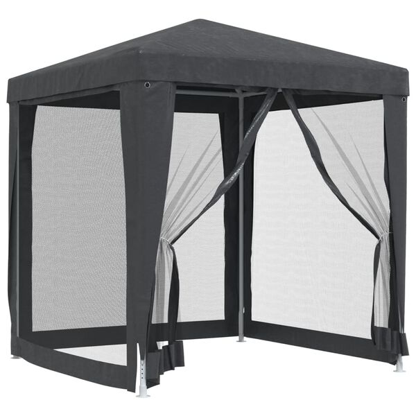 vidaXL Party Tent with 4 Mesh Sidewalls Anthracite 2x2 m HDPE