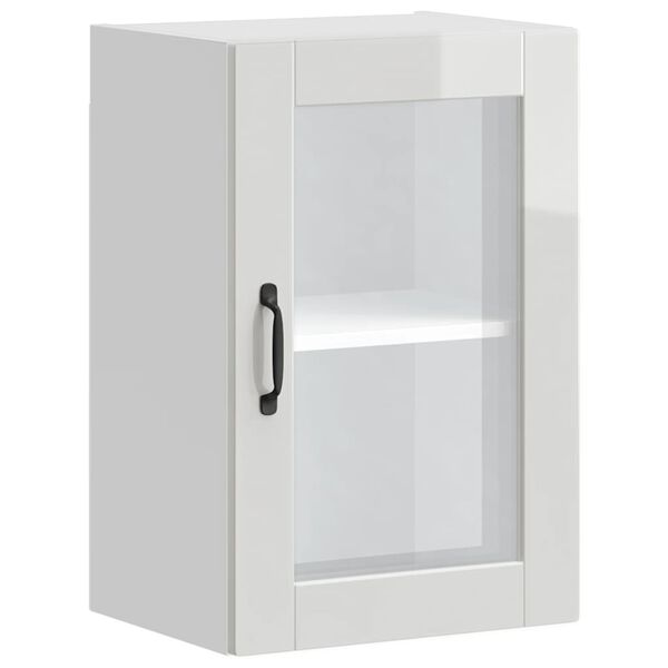 vidaXL Kitchen Wall Cabinet with Glass Door&nbsp;Porto High Gloss White