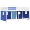 vidaXL Kids'Loft Bed Frame with Curtains White and Blue 79.5 x 200 cm