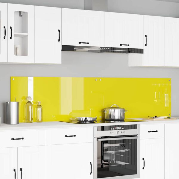 vidaXL Kitchen Backsplash 2 pcs Yellow 110 x 50 cm Tempered Glass