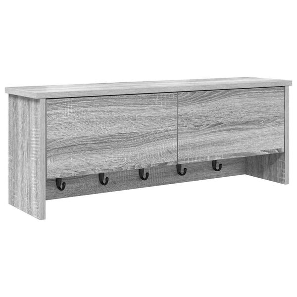 vidaXL Wall-Mounted Coat Rack with Shelf Grey Sonoma 80 x 20 x 30 cm