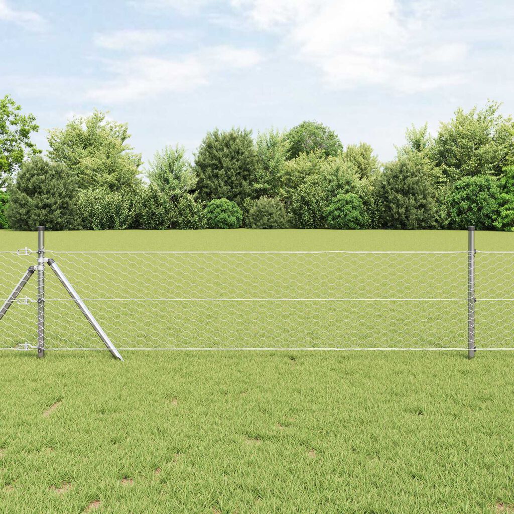 vidaXL Hexagon Fence Silver 5000 x 0.05 x 80 cm Galvanised steel
