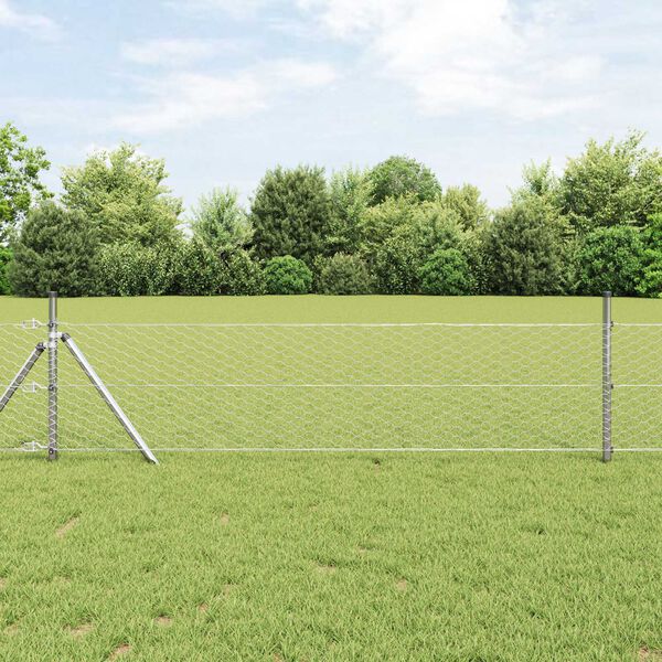 vidaXL Hexagon Fence Silver 5000 x 0.05 x 80 cm Galvanised steel