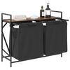 vidaXL Laundry Basket 2 Compartments with Shelf Smoked Oak