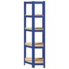 vidaXL 5-Layer Corner Shelf Blue Steel&Engineered Wood