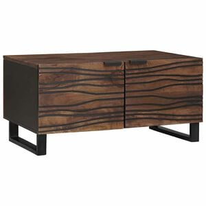 vidaXL Coffee Table Brown and Black 80 x 50 x 40 cm Solid Acacia wood