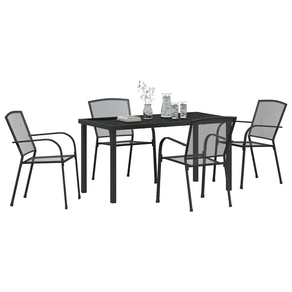 vidaXL Garden Dining Set 5 pcs Anthracite Powder-Coated Steel