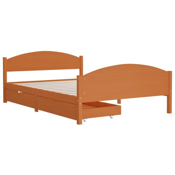 vidaXL Bed Frame without Mattress Honey Brown Solid Wood 140x200 cm (322039+321987)