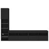 vidaXL 4 Piece TV Wall Units with LED Black Engineered Wood