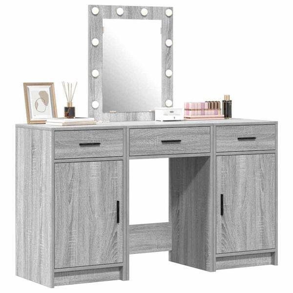 vidaXL Dressing Table with Door Grey 50 x 41 x 135 cm Engineered Wood