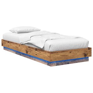 vidaXL Bed Frame with LED Old Wood 80 x 200 cm Engineered Wood