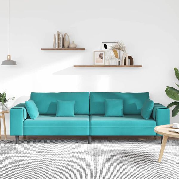 vidaXL Velvet Sofa with Cushion Turquoise 208 cm Velvet