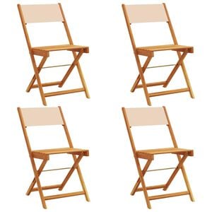 vidaXL Folding Chairs 4 pcs Beige Fabric and Solid Wood